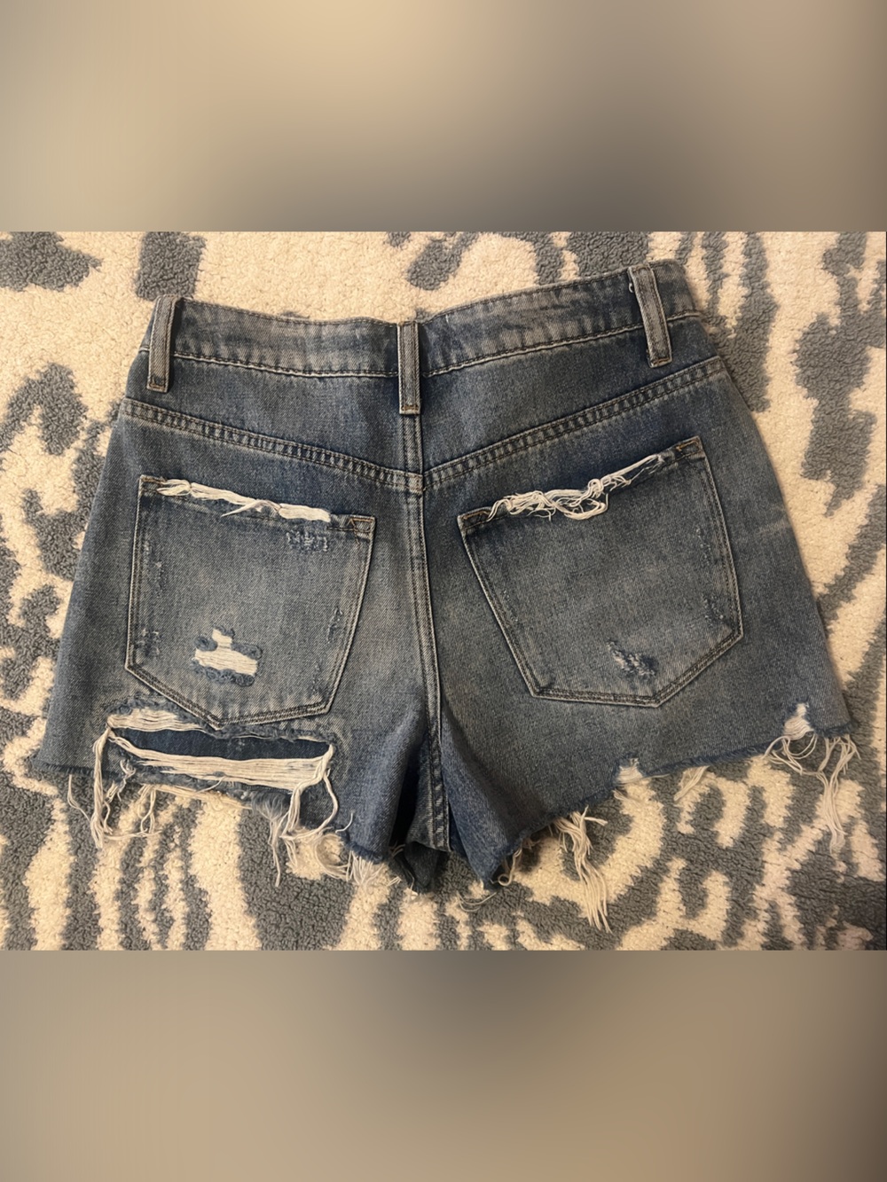 Flying Monkey Frayed High-Rise Distressed Denim Shorts - Size 25 - Picture 2 of 3